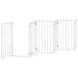 Dog Gate with Door Foldable 9 Panels White 450 cm Poplar Wood 3155538