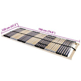Slatted Bed Base Brown 120 x 190 cm Solid Beech Wood 42015254
