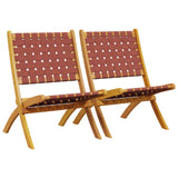 Folding Garden Chairs 2 pcs Red Solid Wood Acacia and Fabric 366511