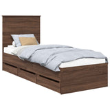 Bed Frame with Drawer Brown Oak 75 x 190 cm Engineer Wood 3411172