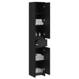 Bathroom Cabinet Black Oak 30 x 33 x 190 cm Engineered Wood 890753