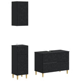3 Piece Bathroom Cabinet Set DELFT Black Engineered Wood 3417784