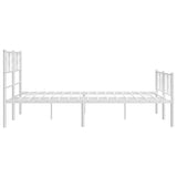 Metal Bed Frame without Mattress with Footboard White 140x190cm 372246