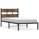 Metal Bed Frame without Mattress Smoked Oak 90x190 cm Single 4017045