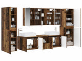 Bathroom Furniture Set 6 pcs Old Wood Engineered Wood and Glass 3407237