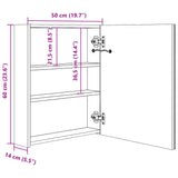 ZNTS LED Bathroom Mirror Cabinet Black 50x14x60 cm 326480