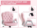Velvet-Feel Work Chair, with Diamante Back - Pink T3398P342260