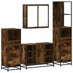 ZNTS 4 Piece Bathroom Furniture Set Smoked Oak Engineered Wood 3301272