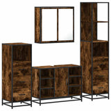 4 Piece Bathroom Furniture Set Smoked Oak Engineered Wood 3301272