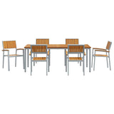 Garden Dining Set 7 pcs Grey and brown 200 x 90 x 75 cm 3284427