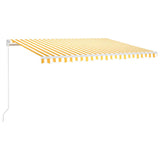 Manual Retractable Awning with LED 400x300 cm Yellow and White 3068903
