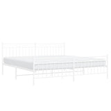 Metal Bed Frame without Mattress with Footboard White 200x200cm 373765