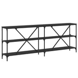 Console Table Black 200x30x75 cm Engineered Wood and Iron 832858