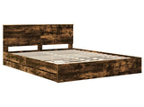 Bed Frame with Drawer Smoked Oak 150 x 200 cm Engineer Wood 3411107