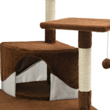 Cat Tree with Sisal Scratching Posts 203 cm Brown and White 170528