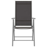 Dining Set Silver and Black Powder-coated aluminium, textilene, glass 3070636