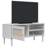 TV Cabinet SENJA Rattan Look White 106x40x49cm Solid Wood Pine 358041