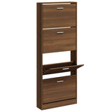 Shoe Cabinet Brown Oak 59x17x150 cm Engineered Wood 342525