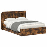 Bed Frame with Storage Smoked Oak 135 x 190 cm Engineered Wood 3434037