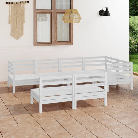 7 Piece Garden Lounge Set Solid Pinewood White 3082748