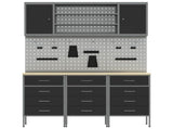 Work Cabinet with Drawer 7 pcs Black Engineered Wood and Steel 3321436