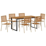 Garden Dining Set 7 pcs Beige Solid Acacia Wood 3365462