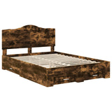 Bed Frame with Drawer Smoked Oak 140 x 200 cm Engineered Wood 3413598