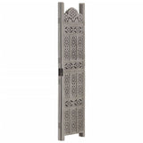 Hand carved 3-Panel Room Divider Grey 120x165 cm Solid Mango Wood 285321