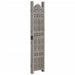 ZNTS Hand carved 3-Panel Room Divider Grey 120x165 cm Solid Mango Wood 285321