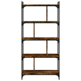 Bookcase 5-Tier Smoked Oak 76x32x158 cm Engineered Wood 833942