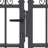 Fence Gate with Spear Top with Lock Grey 404 x 75 cm Steel 42009047