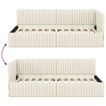 Corner Bed Frame with Headboard Cream 100 x 200 cm Velvet 42016283