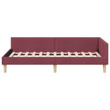Corner Bed Frame with Headboard Wine Red 90 x 200 cm Fabric 42016120