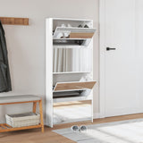Shoe Cabinet with Mirror 4-Layer High Gloss White 63x17x134 cm 3228276