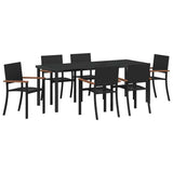 Garden Dining Set 7 pcs Black Powder-Coated Steel 3379420