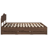 Bed Frame with Drawer Brown Oak 200 x 200 cm Engineer Wood 3412976