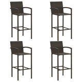 5 Piece Outdoor Bar Set with Armrest Poly Rattan Brown 3064810