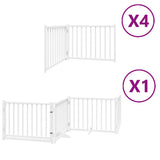 Dog Gate with Door Foldable 12 Panels White 960 cm Poplar Wood 3155732