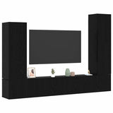 TV Cabinet Set 4 pcs Black Oak Engineered Wood 3332587