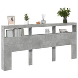 Headboard Cabinet with LED Concrete Grey 220x17x102 cm 839227