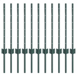 Embedded Fence Post 11 pcs Green 100 cm Powder-Coated Steel 42006261