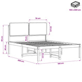 Bed Frame with Upholstered Headboard Natural and Light Grey 3425329