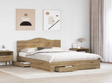 Bed Frame with Drawer Artisan Oak 140 x 190 cm Engineered Wood 3413611
