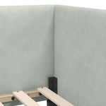 Corner Bed Frame with Headboard Light grey 90 x 200 cm Velvet 42016646