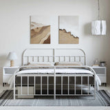 Bed Frame White Powder-Coated Steel Double Bed Frame 353707