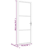 Interior Door 76x201.5 cm White ESG Glass and Aluminium 350568