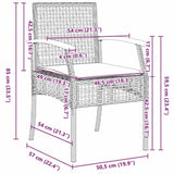Garden Dining Set with Cushion 7 pcs Grey and Black Rattan 3380824