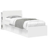 Headboard Cabinet with Storage High Gloss White Engineered Wood 8001196