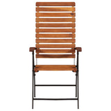 Garden Chair Set of 2 Brown and Black Acacia hardwood and steel 44391