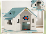 5-in-1 Playhouse Kids Outdoor Indoor with Basketball Hoop, Football Goal, Dartboard, Ring Toss T3398P378981